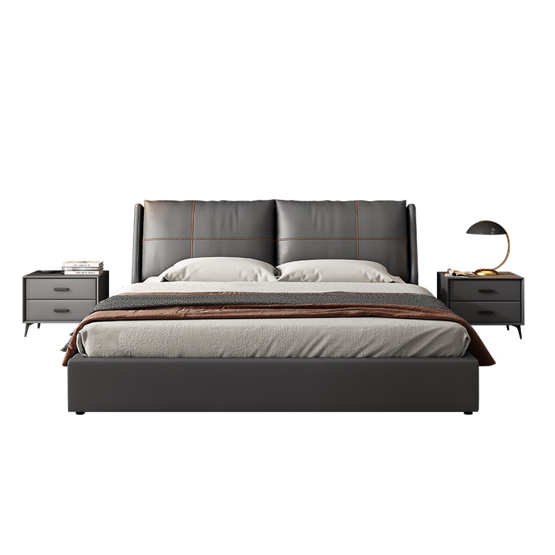 都市名门 皮床真皮床轻奢家用主卧储物床大床榻榻米现代简约双人床软包婚床意式极简床双人1.8床卧室床