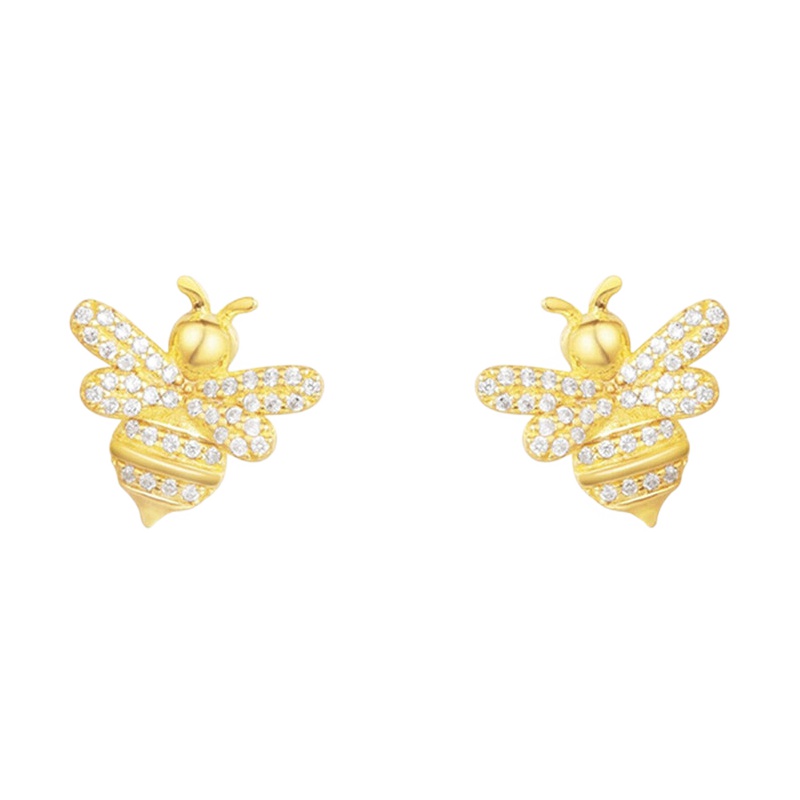APM MONACO 女士金黄色纯银镶晶钻小蜜蜂昆虫耳钉 AE10256OXY
