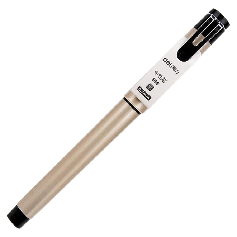 得力S96中性笔0.7mm (黑)(12支盒) 碳素水笔 签字笔 办公笔 中性笔