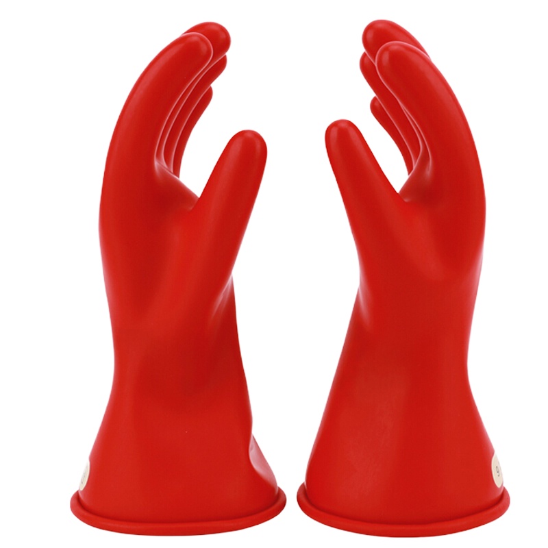 双安 2.5KV绝缘天然橡胶手套 低压500V带电作业用 电工电力维修防触电 安全舒适00级红色定做 8#