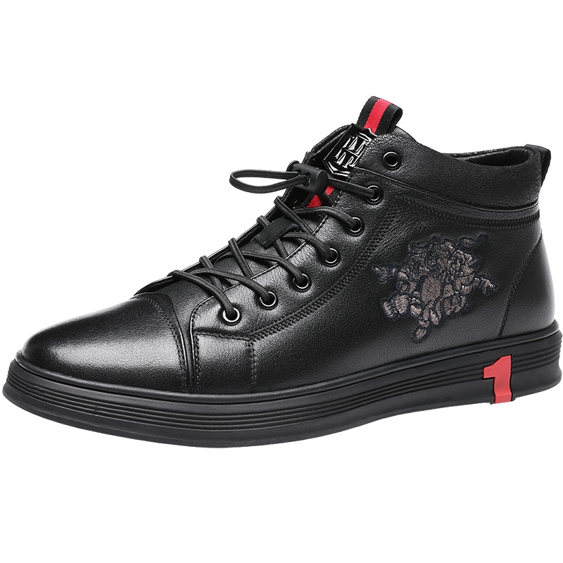 红蜻蜓男鞋冬季头层牛皮韩版休闲皮鞋男加绒保暖百搭板鞋棉鞋