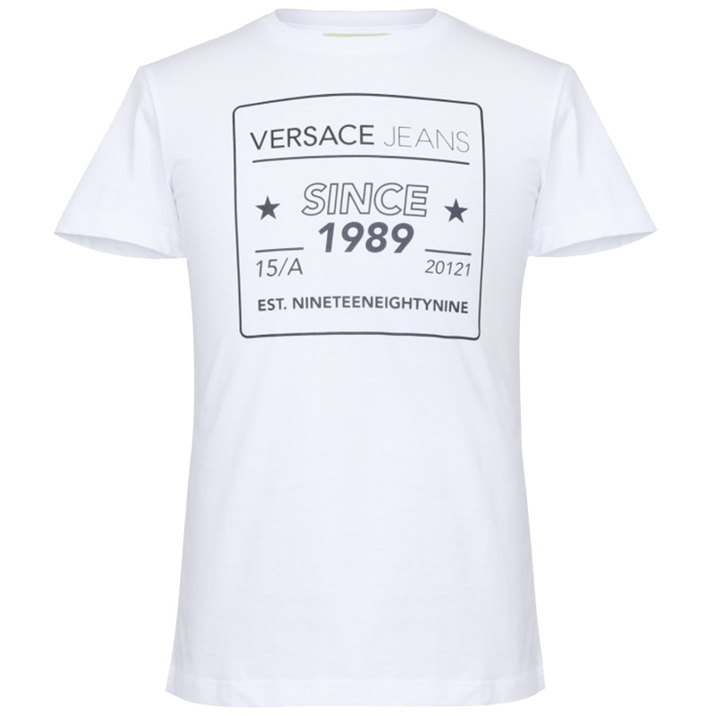 VERSACE JEANS男士白色短袖棉质T恤衫B3GTB76E 36610 003