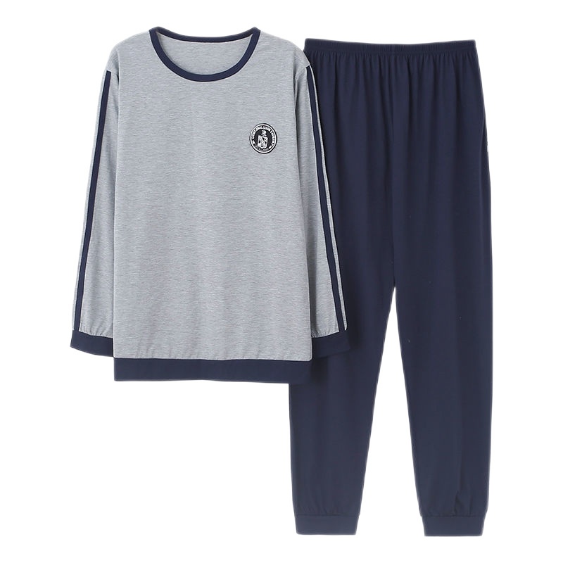 棉质男士睡衣套装冬季常规款青少年宽松休闲家居服加肥大码长袖 臻依缘