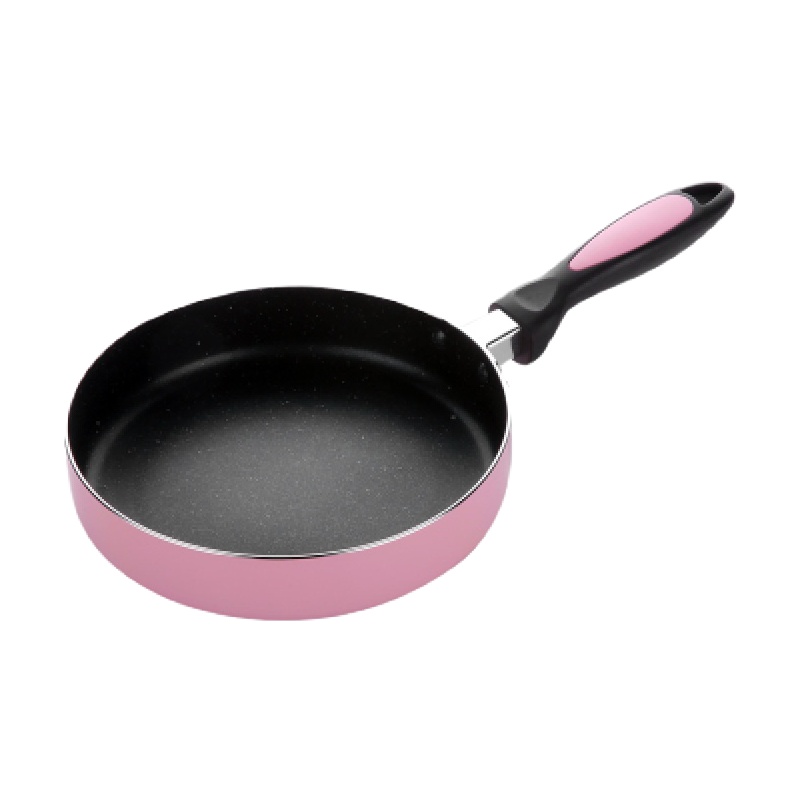 煎锅20cm平底锅不粘锅煎蛋煎盘千层班戟锅牛排水饺饼干迷你 FENGHOU 20cm粉色(黑色麦饭石内面)带盖
