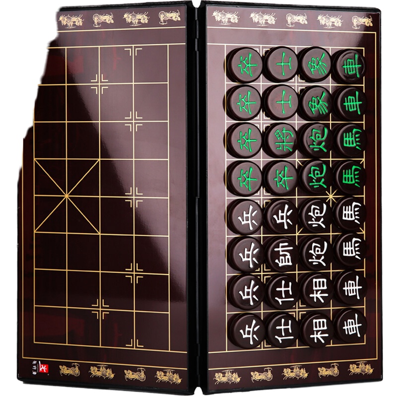 中国象棋套装 仿玉石 磁性棋子 高档折叠棋盘 32*32*2cm 棋子直径3cm