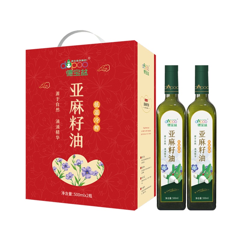 德宝盆亚麻籽油(低温冷榨)礼盒500ml*2