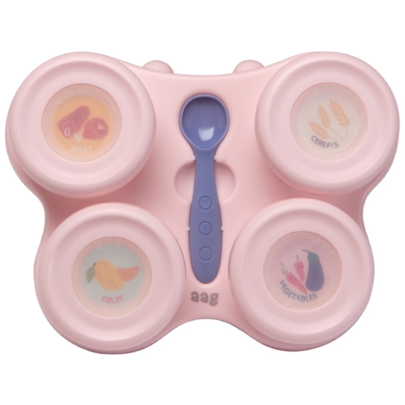 aag婴儿辅食保鲜盒 非玻璃可蒸煮冷冻密封存储工具宝宝便携零食碗维尔粉