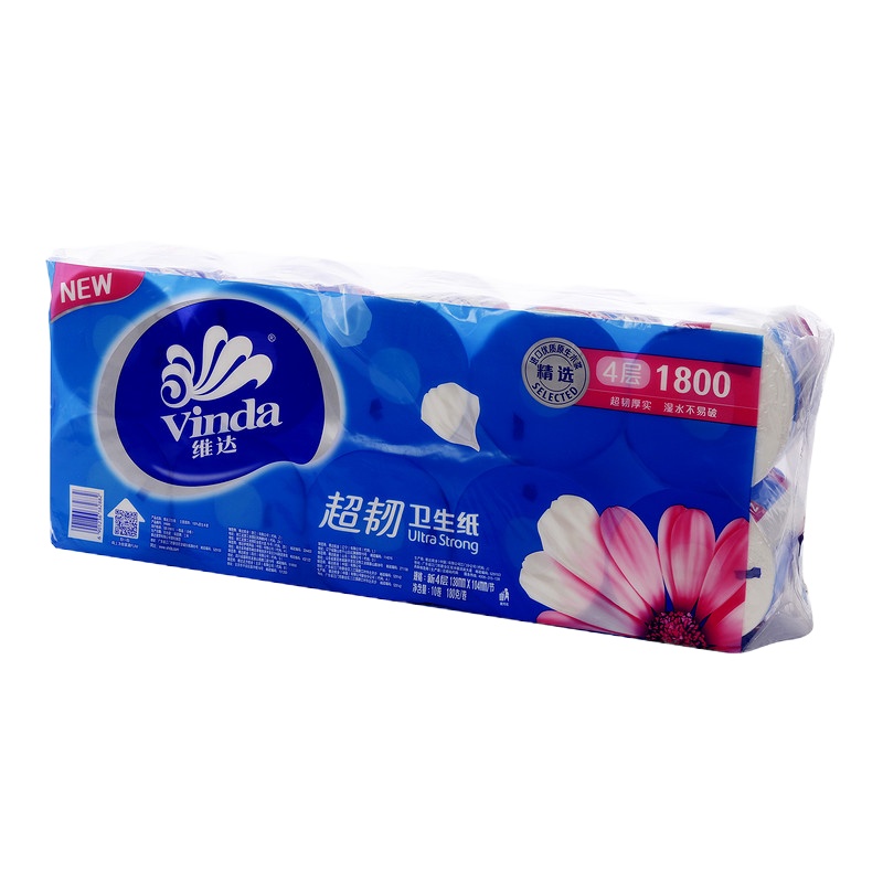 维达(Vinda) 4081超韧系列卫生卷纸 180g*10卷卷筒纸厕纸手纸 新4层 180g*10卷 10提装