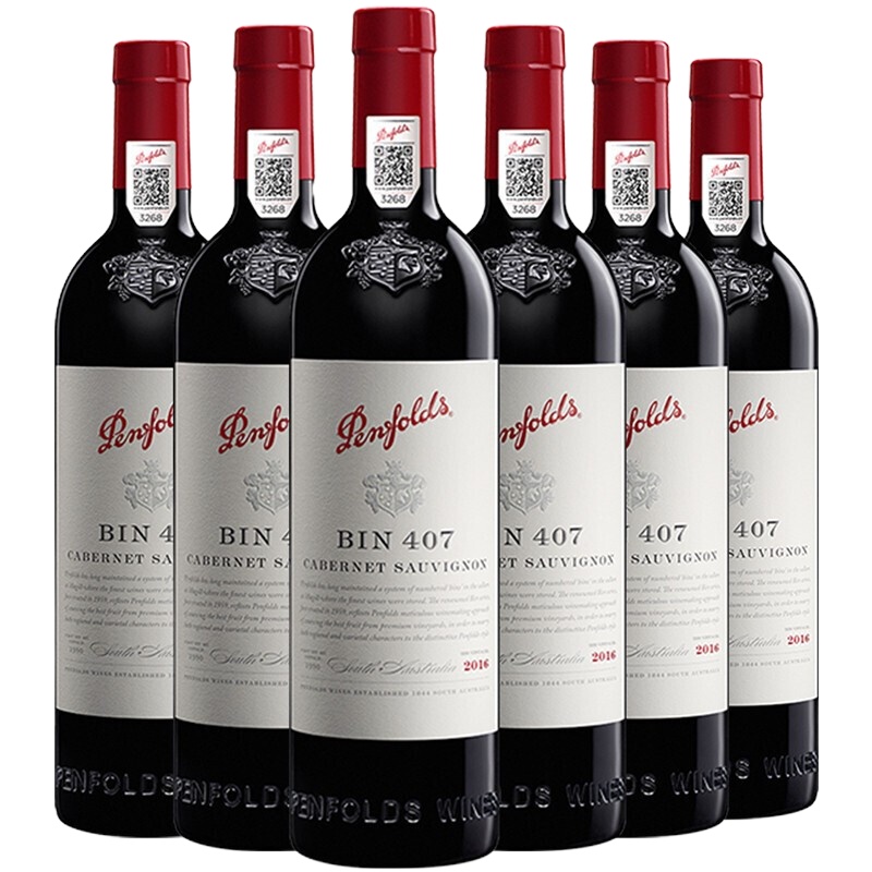 奔富(Penfolds)Bin407赤霞珠干红葡萄酒 澳大利亚原装原瓶进口红酒 750ml *6瓶 整箱装