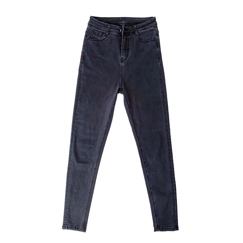 亿曼足新款黑色牛仔裤女高腰韩版显瘦牛仔小脚裤