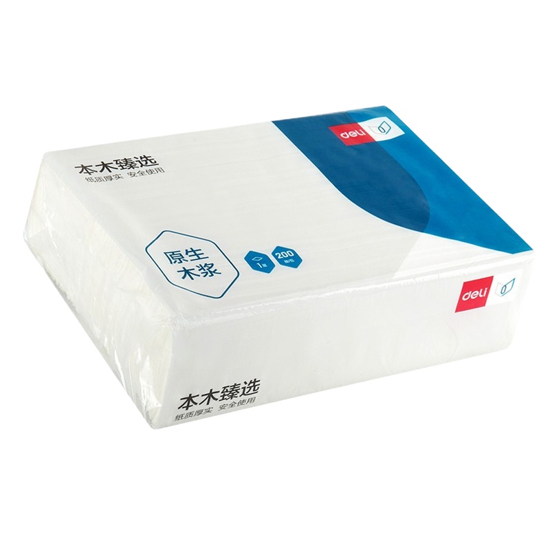 得力(deli) 擦手纸抽取式CC1200-01 (单层/200抽) 20包/箱
