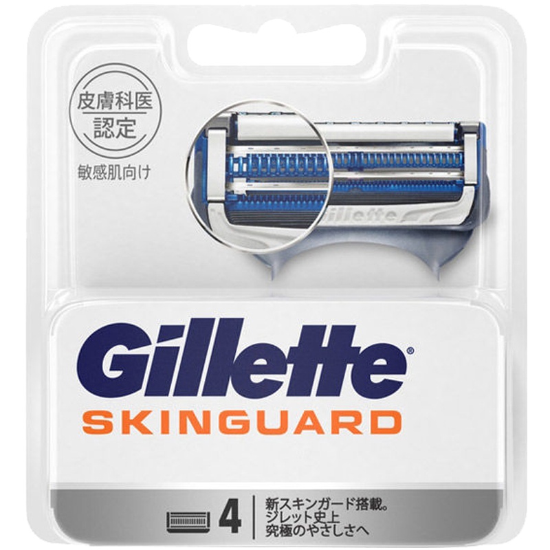 吉列(GILLETTE) SKINGUARD 柔肤推荐云感手动剃须刀刮胡刀 敏感肌小云刀 专用替换刀 4个