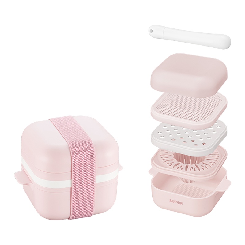 苏泊尔(SUPOR)组合研磨碗曼妮粉宝宝婴儿辅食碗套装带勺吃饭外出碗儿童餐具研磨碗便携防烫