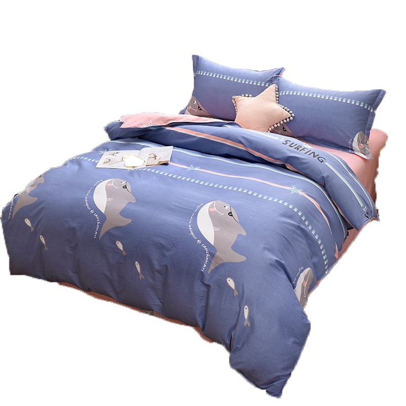 泰念（Tai nian）2020新款全棉四件套印花清新纯棉学生宿舍床上用品床单式四件套1.5m/1.8m