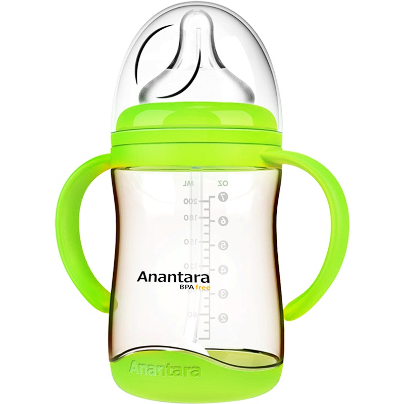 【巴斯夫ppsu 感温变色 】Anantara 恩诺童PPSU婴儿感温变色奶瓶 宽口径耐摔防胀气绿色200ml