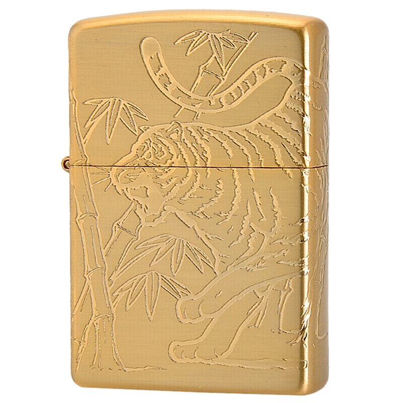 美国ZIPPO打火机 芝宝 日版四面环绕精雕龙骧虎视 飞龙在天龙腾虎跃 猛虎下山虎虎生威 金色竹林猛虎2G-4TG