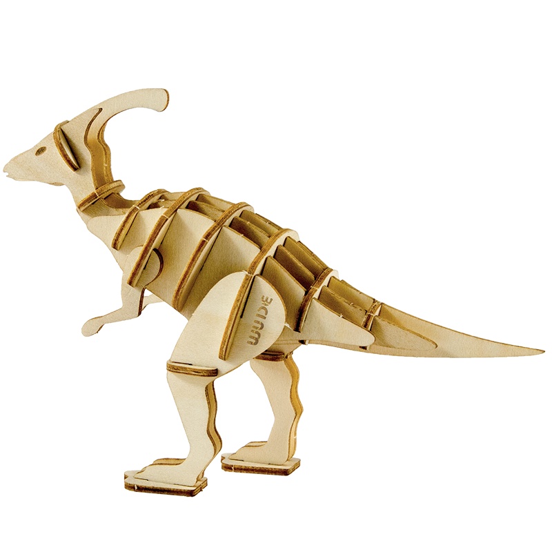 WUDE 副栉龙恐龙系列立体3d拼图木质diy积木玩具儿童手工拼装模型组装插片