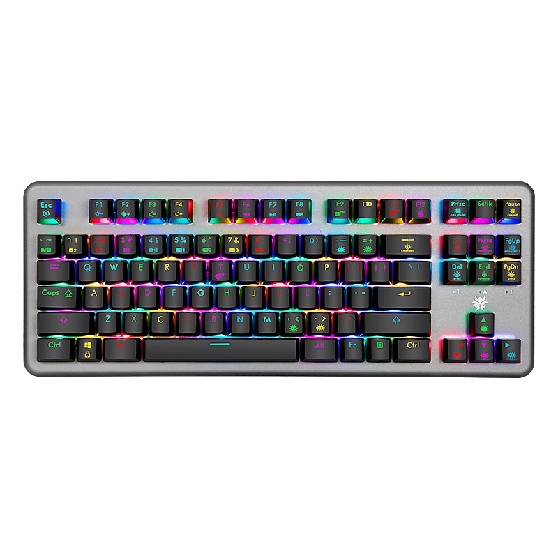 黑峡谷(Hyeku)GK757A幽梦武装 机械键盘87键永劫无间游戏键盘电竞键盘usb键盘上下铝合金机械键盘银色 白轴