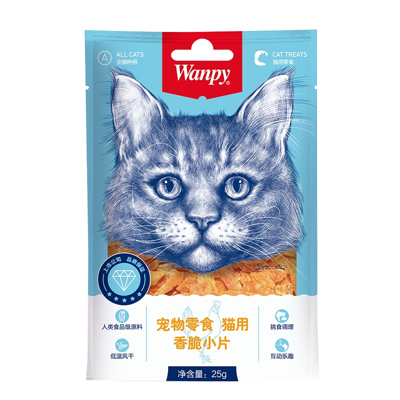 顽皮Wanpy宠物零食猫用香脆小片25g*12