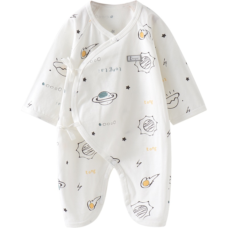 童泰(TONGTAI)2021年四季0-6月新生婴儿衣服男女宝宝纯棉斜襟系带蝴蝶蛤衣连体衣儿童家居服连体衣