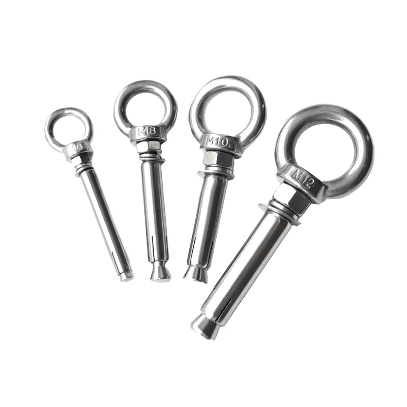 56075 304不锈钢吊环膨胀螺丝挂钩 带圈吊钩螺栓加长拉爆螺钉 M10*100mm (3只装)