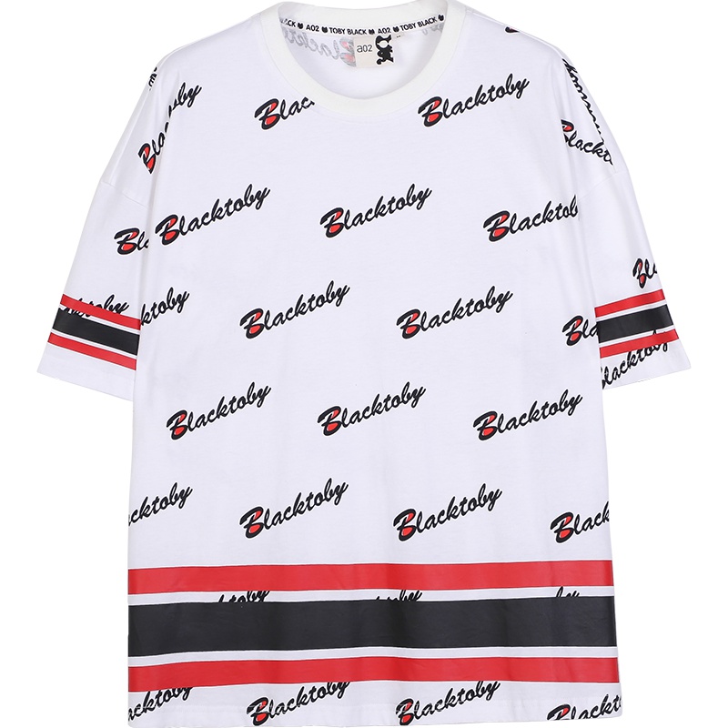 a02新款清新少女字母印花撞色织带短袖女T恤女DTU2D0411KT