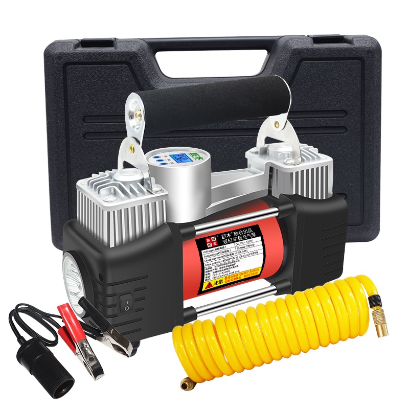 巨木 车载充气泵金属双30缸预设胎压数显含工具箱汽车轮胎用12v便携式打气筒 胎测功能 照明功能直流12V;点烟器电源;