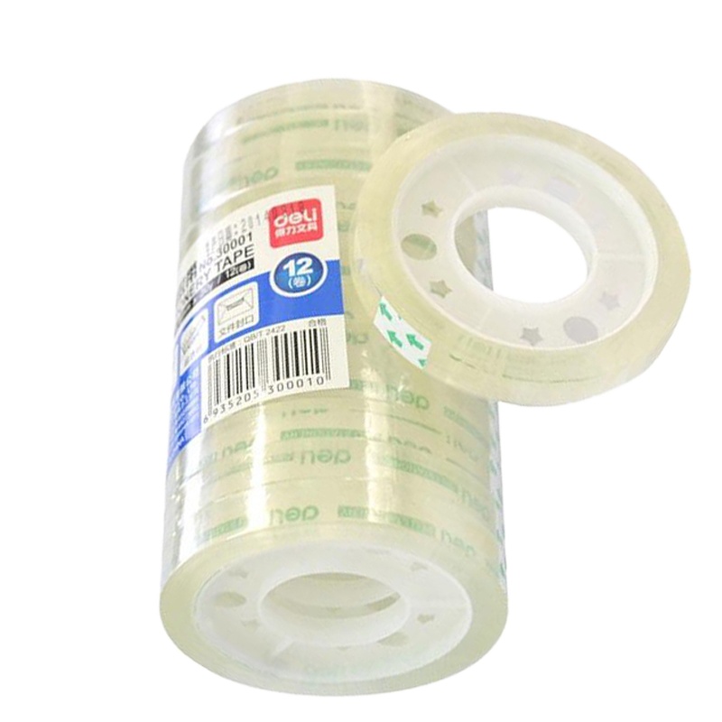 得力30001透明胶带 8mm*30y*38um 12卷/筒