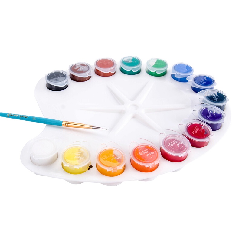 蒙玛特水粉画颜料套装初学者小学生用儿童无毒手绘画笔盒装宝宝画画幼儿园调色盘