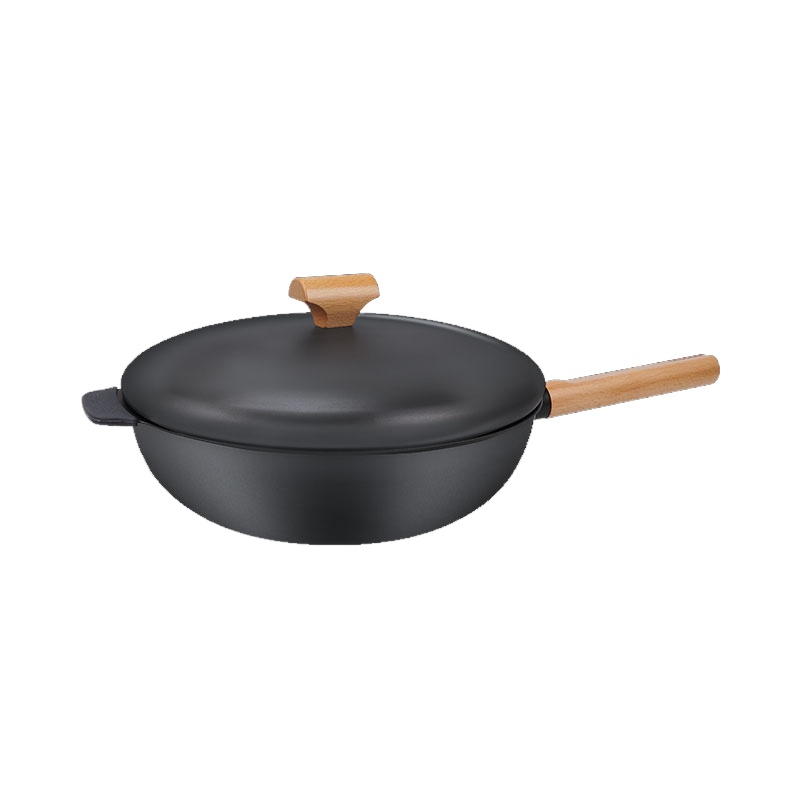 圈厨 30cm无涂层铁锅不锈炒锅CM-TC03 多功能精铁家用燃气灶电磁炉通用炒菜锅铁锅炊具