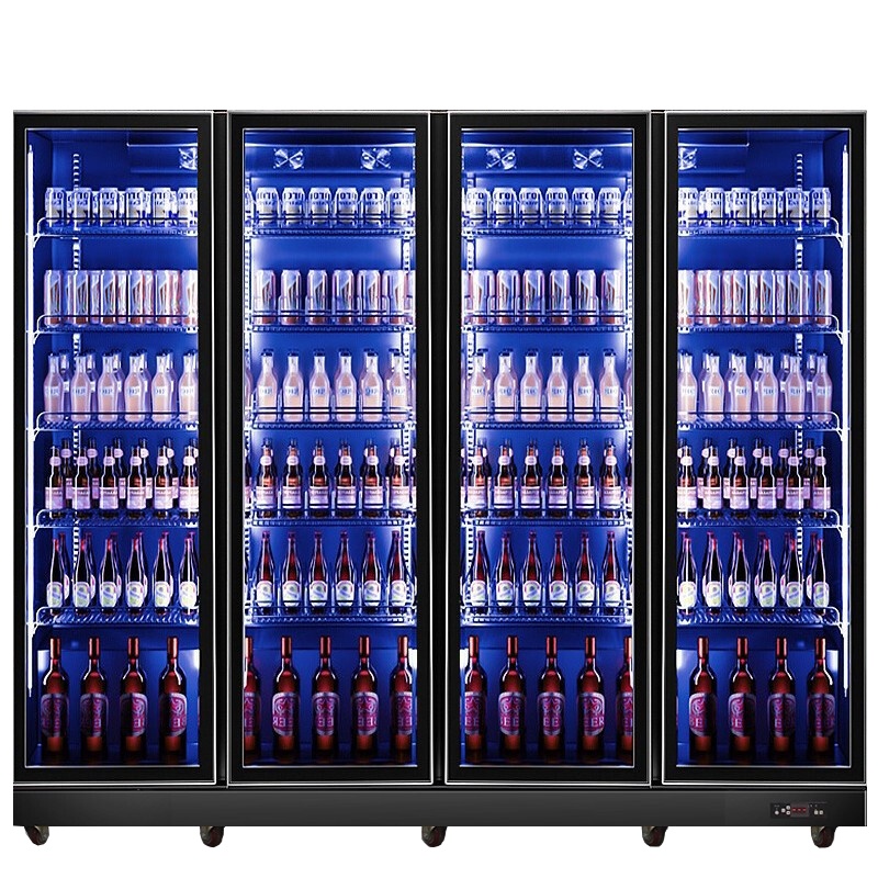 乐创(lecon)展示柜冷藏饮料啤酒柜便利店超市冰箱酒吧夜店大容量回弹门蓝光风冷四门1400L LC-ZSG054