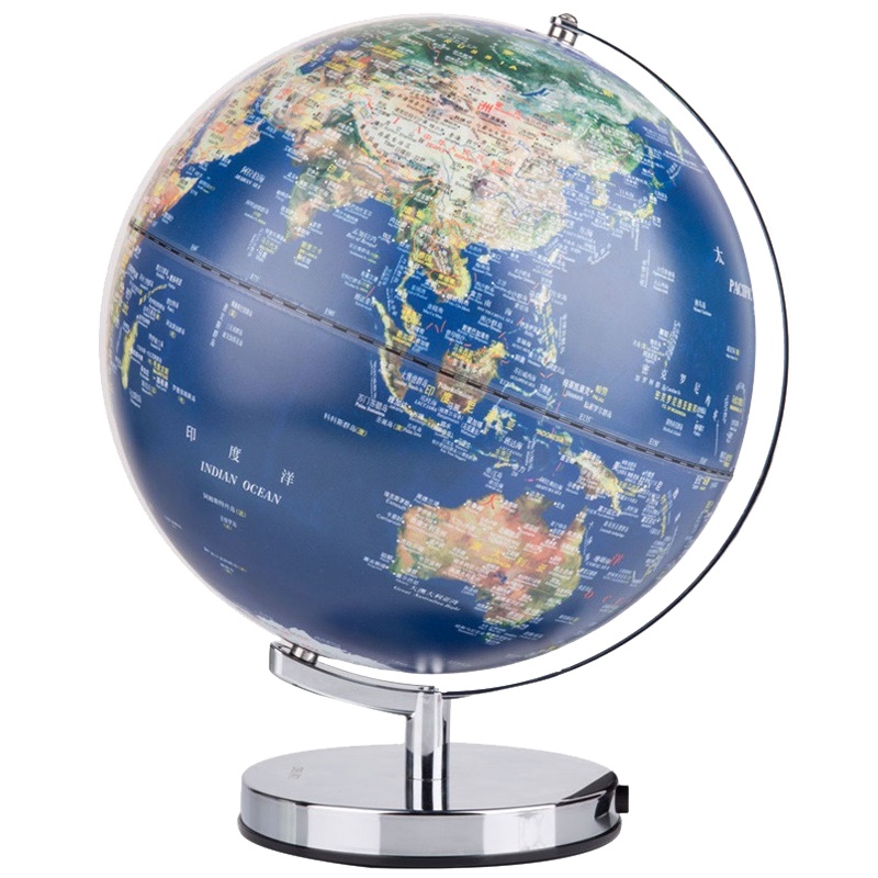 得力(deli)2164地球仪25cm高清带灯发光地球仪LED办公摆件金属低座初中物理教学中文教学仪器实验室仪器