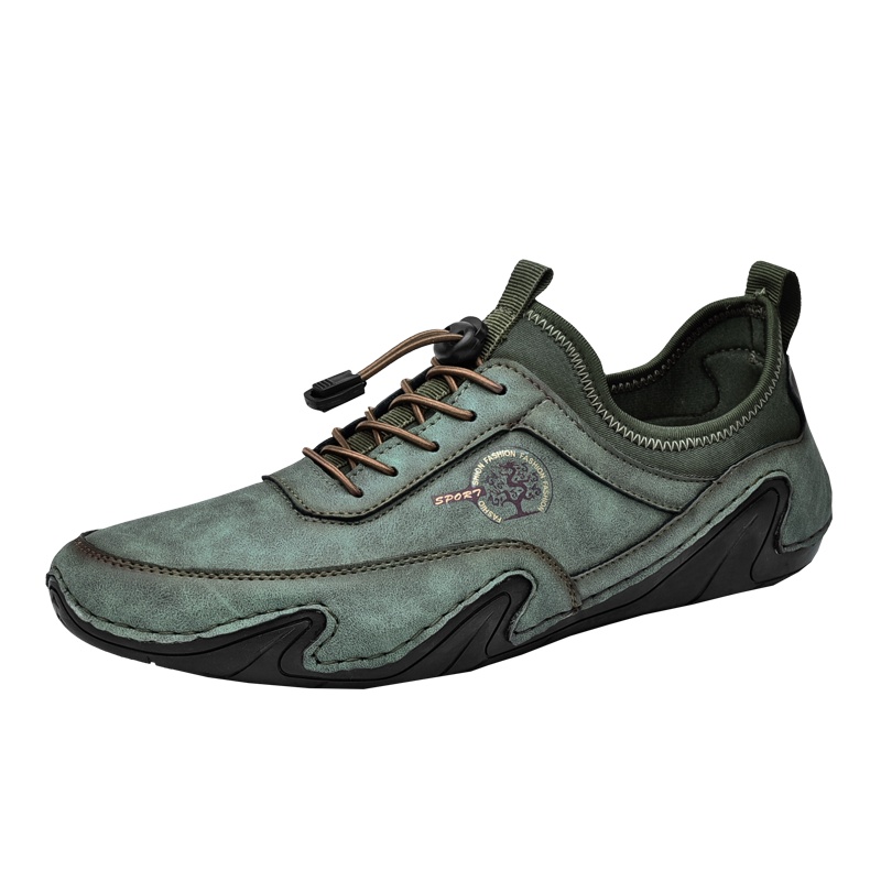 YIBULUOTUO男鞋真皮2021秋季透气轻便潮流时尚防臭运动休闲皮鞋豆豆鞋