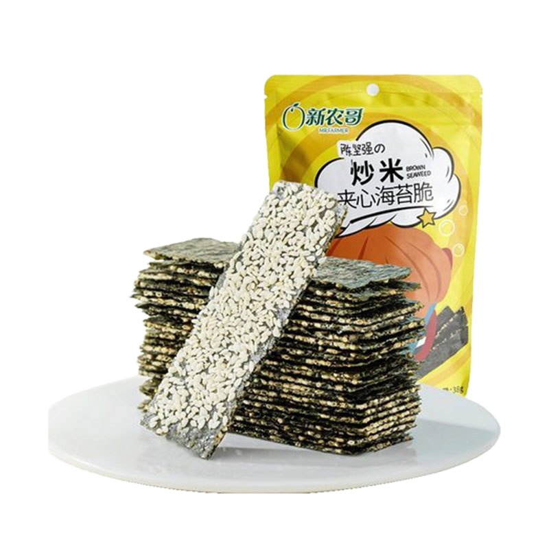 WQZY新农哥炒米夹心海苔脆38gx4袋