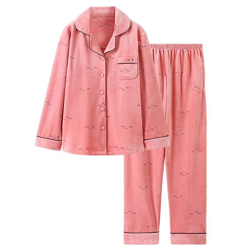 珊瑚绒睡衣男女士秋冬季高档保暖海岛绒开衫情侣家居服套装