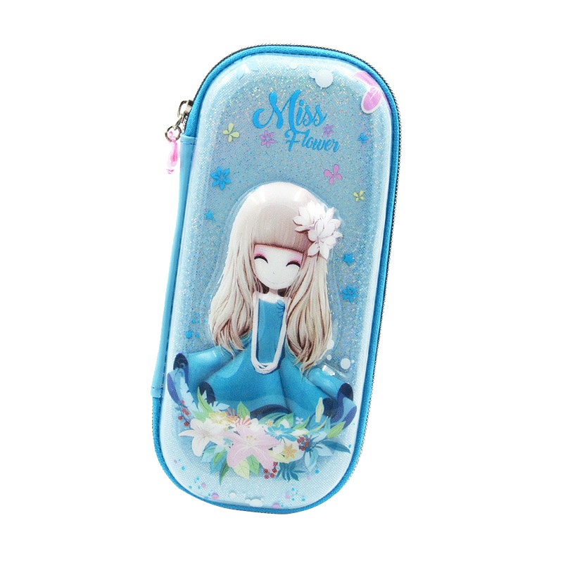 迪士尼多功能笔盒女童文具盒小学生铅笔盒防撞耐压大容量笔袋3D立体压膜小公主花花姑娘防水防摔笔盒 6003玫红