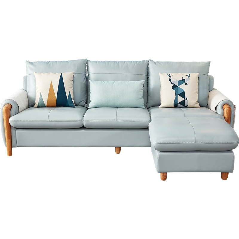 全友家居现代北欧皮沙发三色可选颜值沙发小户型白搭沙发真皮座面三人位沙发102263