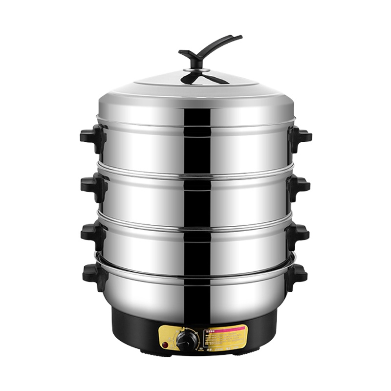 电蒸锅多功能家用纳丽雅(Naliya)三层电蒸笼多层大容量蒸菜蒸馒头小型蒸汽锅 特价款40cm三层(带定时免看管)