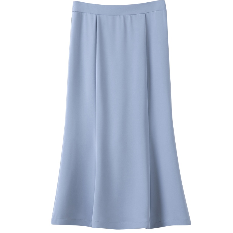 晚白2021秋季新品简约纯色修身高腰包臀裙半裙鱼尾裙通勤半身裙女