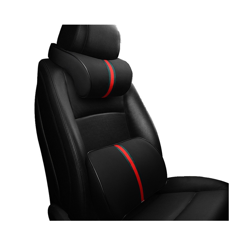 闪电客可调节记忆棉汽车颈枕头枕汽车用品车载汽车枕头腰靠四季 B款-黑色颈枕腰靠套装