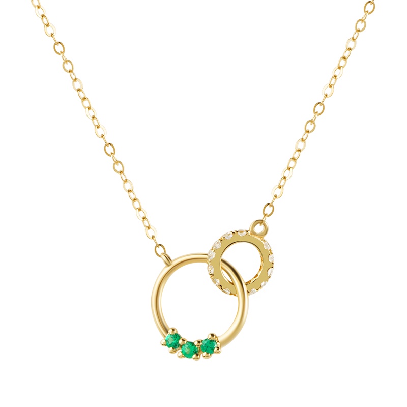 MYFD 18K金镶晶钻知性优雅系列时尚奢华同心环项链锁骨链表白送女友礼物 MYN1828AU