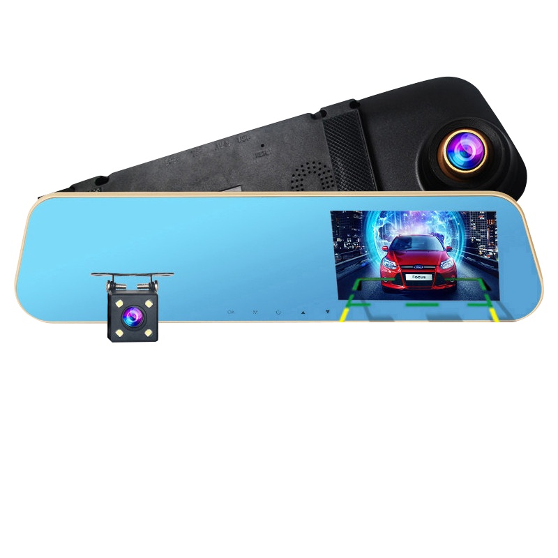 迈古(MG)双镜头后视镜行车记录仪高清夜视4.3寸1080P[双镜头+32G卡]