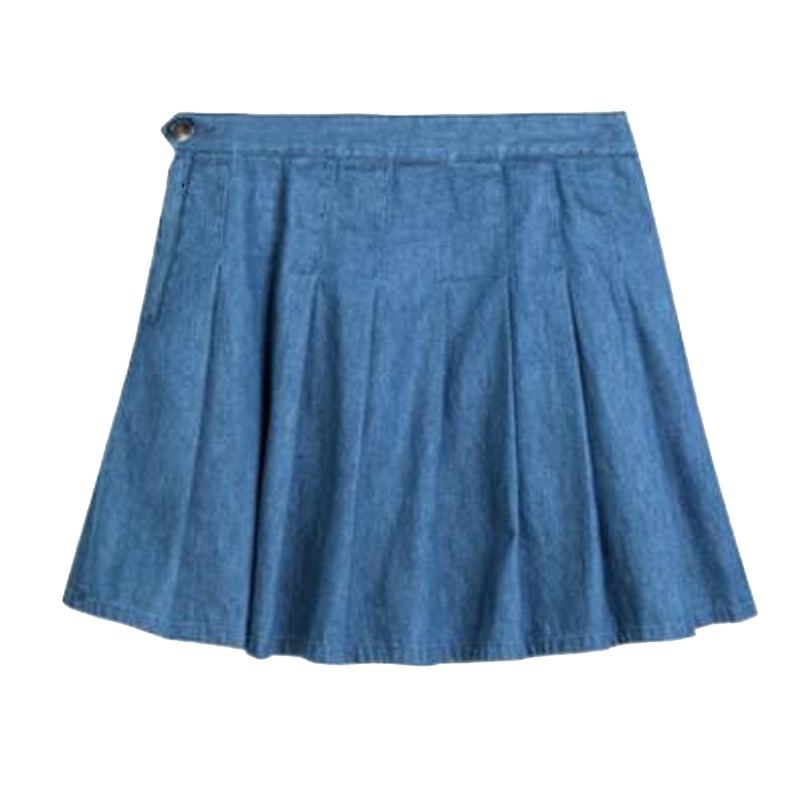 【专柜同款】拉夏贝尔春季新款女装时尚高腰牛仔短裙半身裙A字裙70011005 牛仔蓝 S