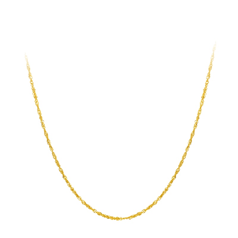 周大福 唯美水波链 18K金彩金项链/素链 40cm E104744