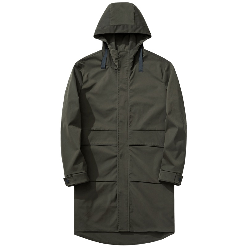 千纸鹤男士中长款连帽休闲纯色风衣2019秋季青年简约外套男38037