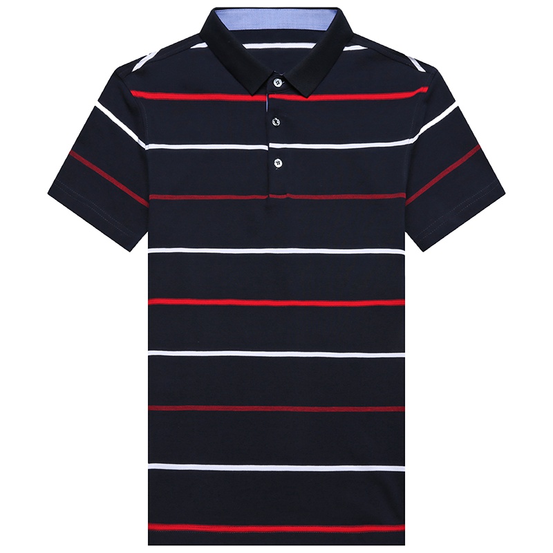 卡帝乐鳄鱼短袖T恤男条纹翻领Polo衫中年宽松男上衣BAB9078