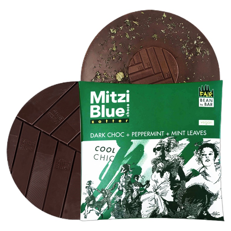 [满2片送精美礼盒]Zotter“薄荷胡椒”米兹蓝调唱片系列巧克力65g