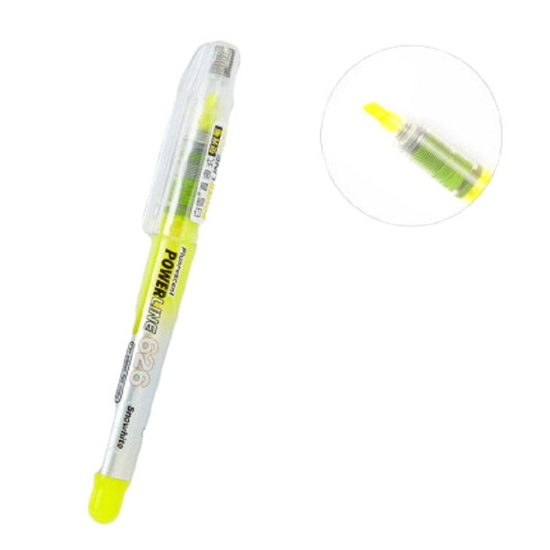 白雪626荧光笔 荧光标记笔 彩色粗划重点 直液式淡色荧光笔 12支/盒 黄色(一盒价)