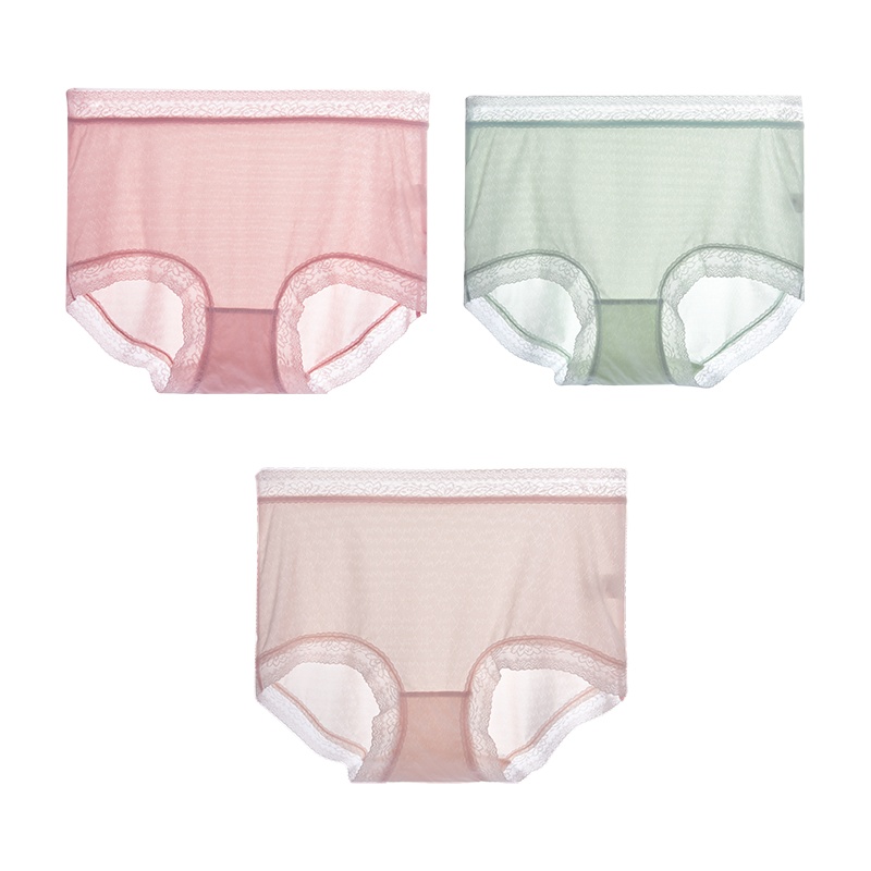 杉杉【超薄冰丝】丝滑内裤3条盒装冰丝网眼透气内衣女士三角裤