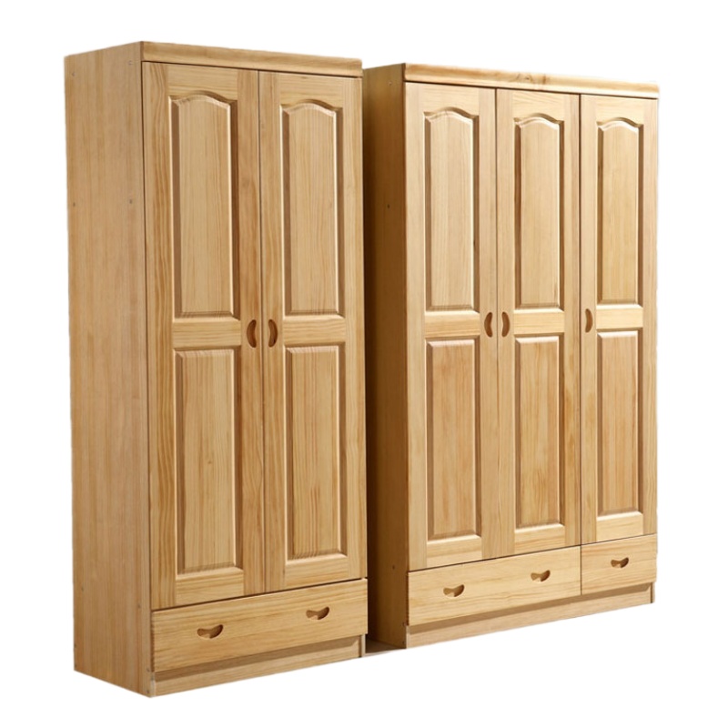 顶鸿DH-8513实木衣柜现代简约两门带抽屉衣橱卧室家具组合简易大衣柜80*50*195cm